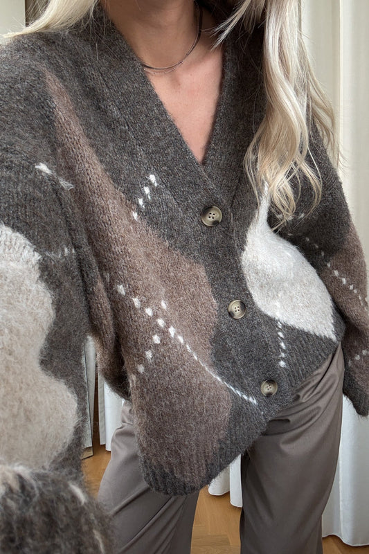 Noella Laiana Knit Cardigan in Ash Brown Mix