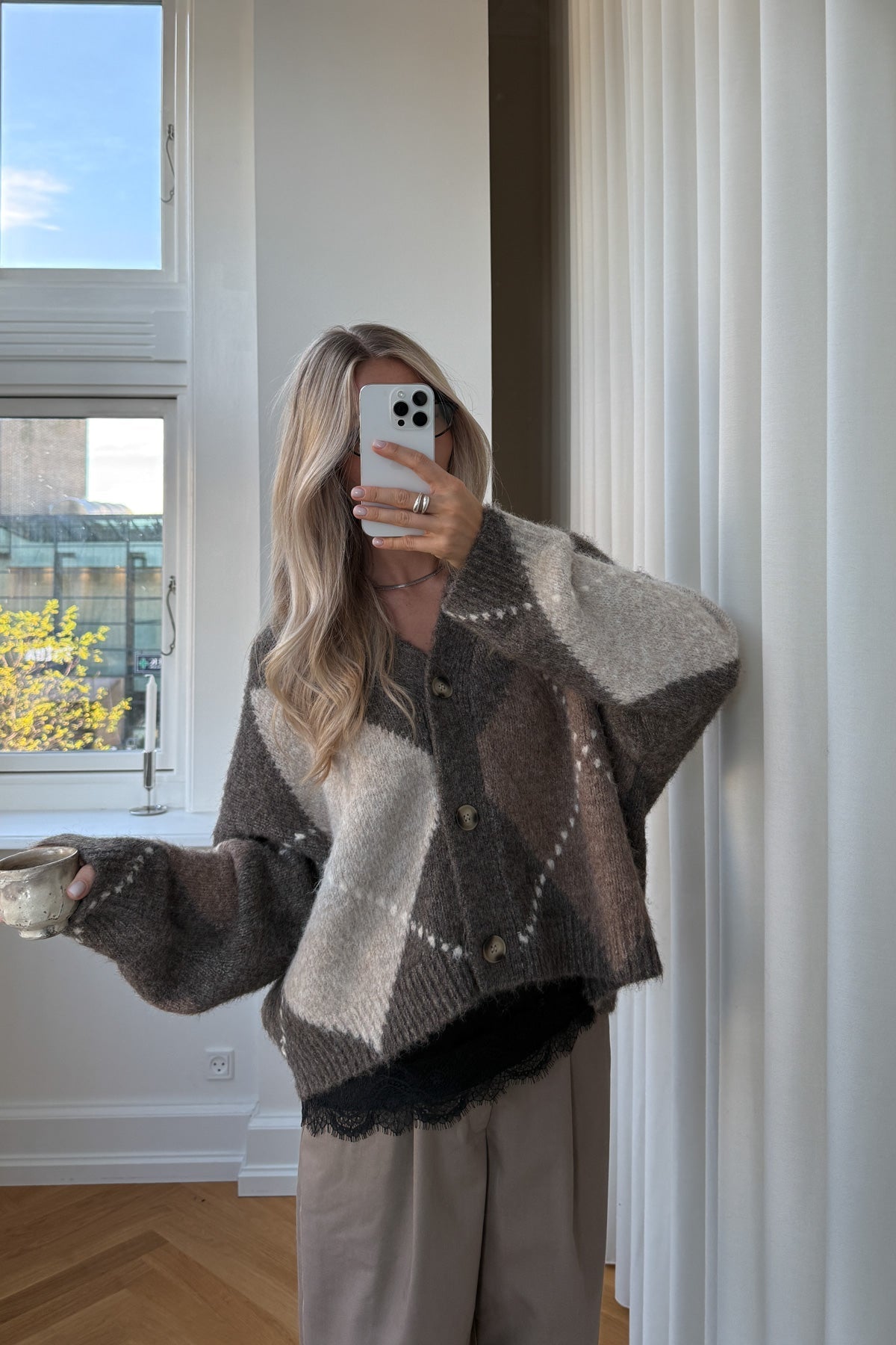 Noella Laiana Knit Cardigan in Ash Brown Mix