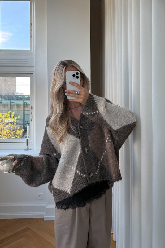 Noella Laiana Knit Cardigan in Ash Brown Mix
