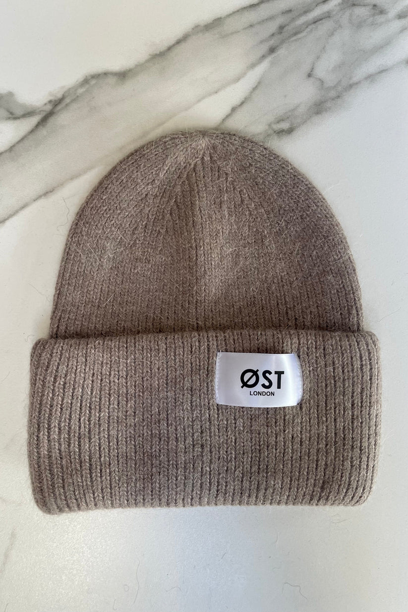 Ost London Clara Angora Beanie in Brown