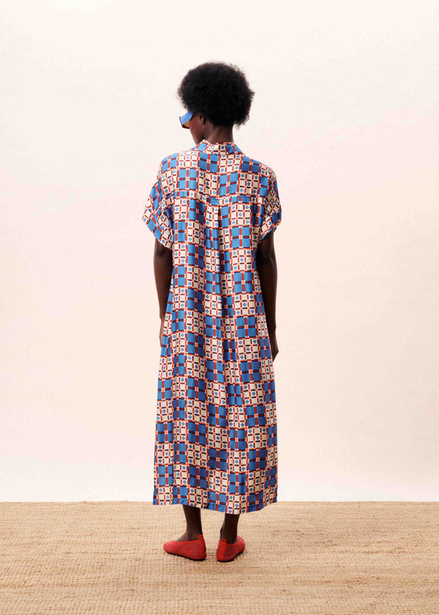 FRNCH Canopus Shirt Dress in Blue Print
