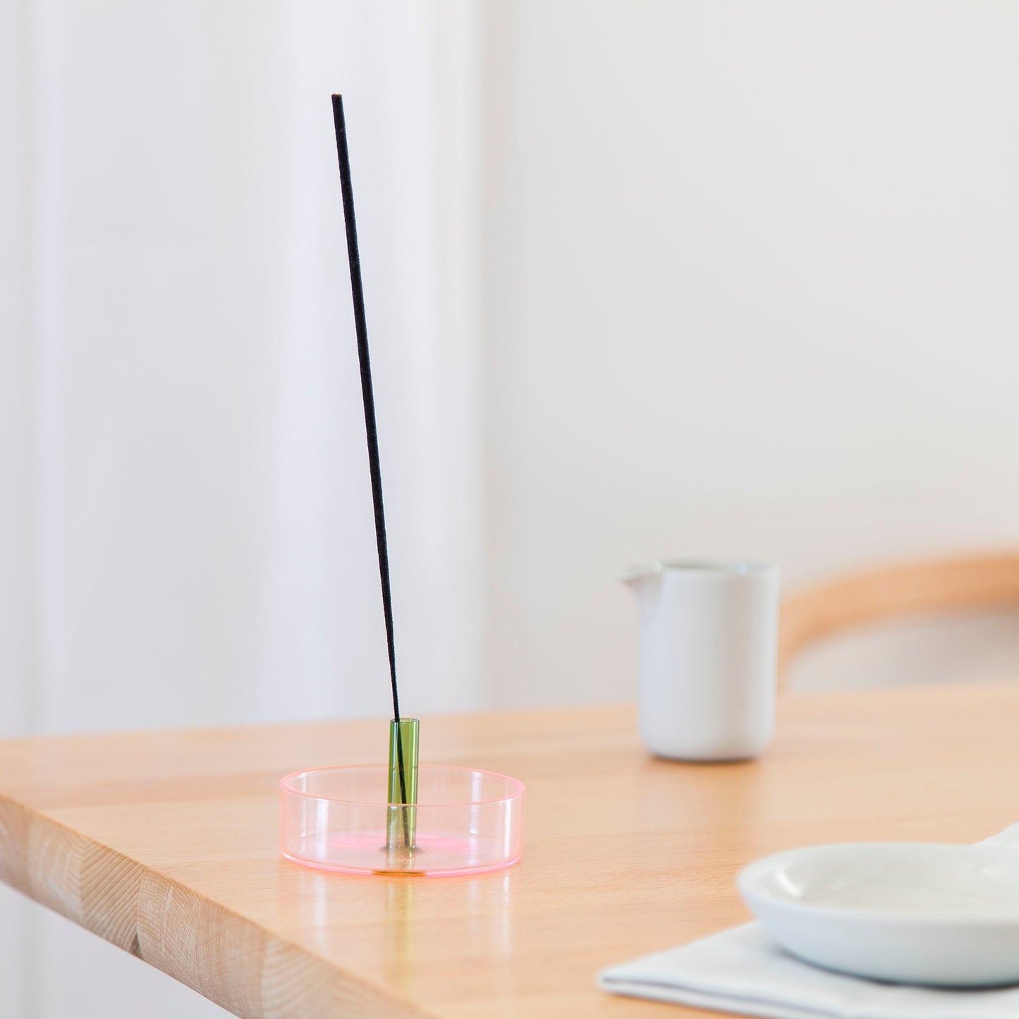 Block Design - Duo Tone Glass Incense Holder - Pink / Green