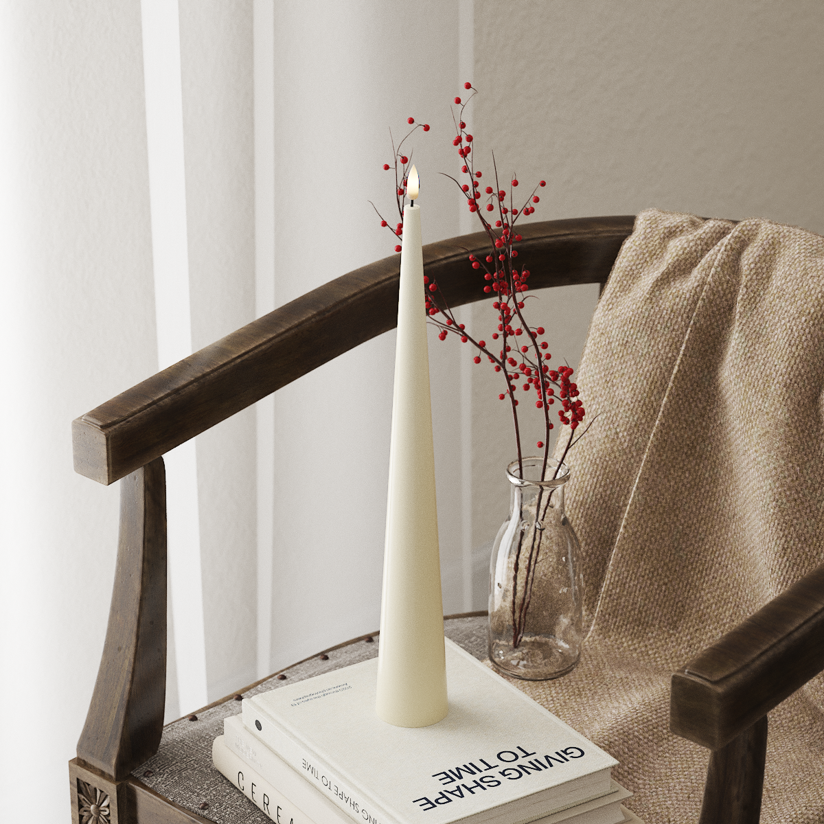 Flameless LED Cone Candle 38cm