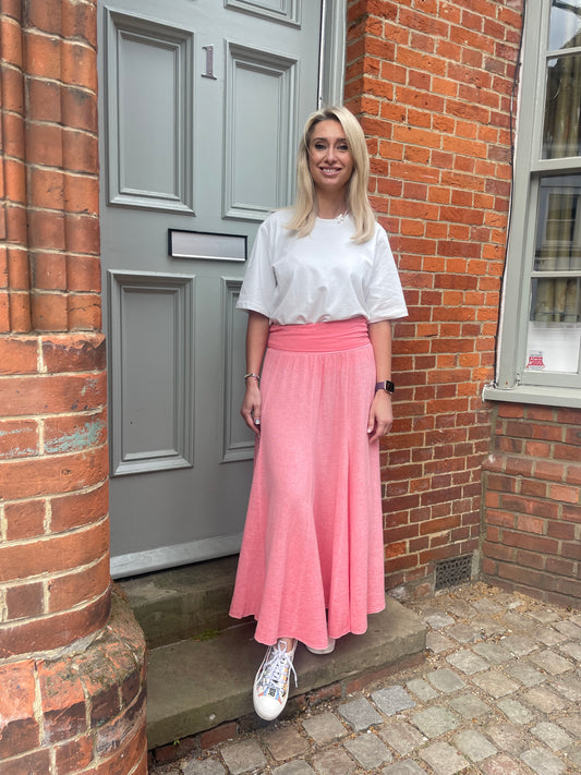 Jersey Waist Linen Texture Skirt