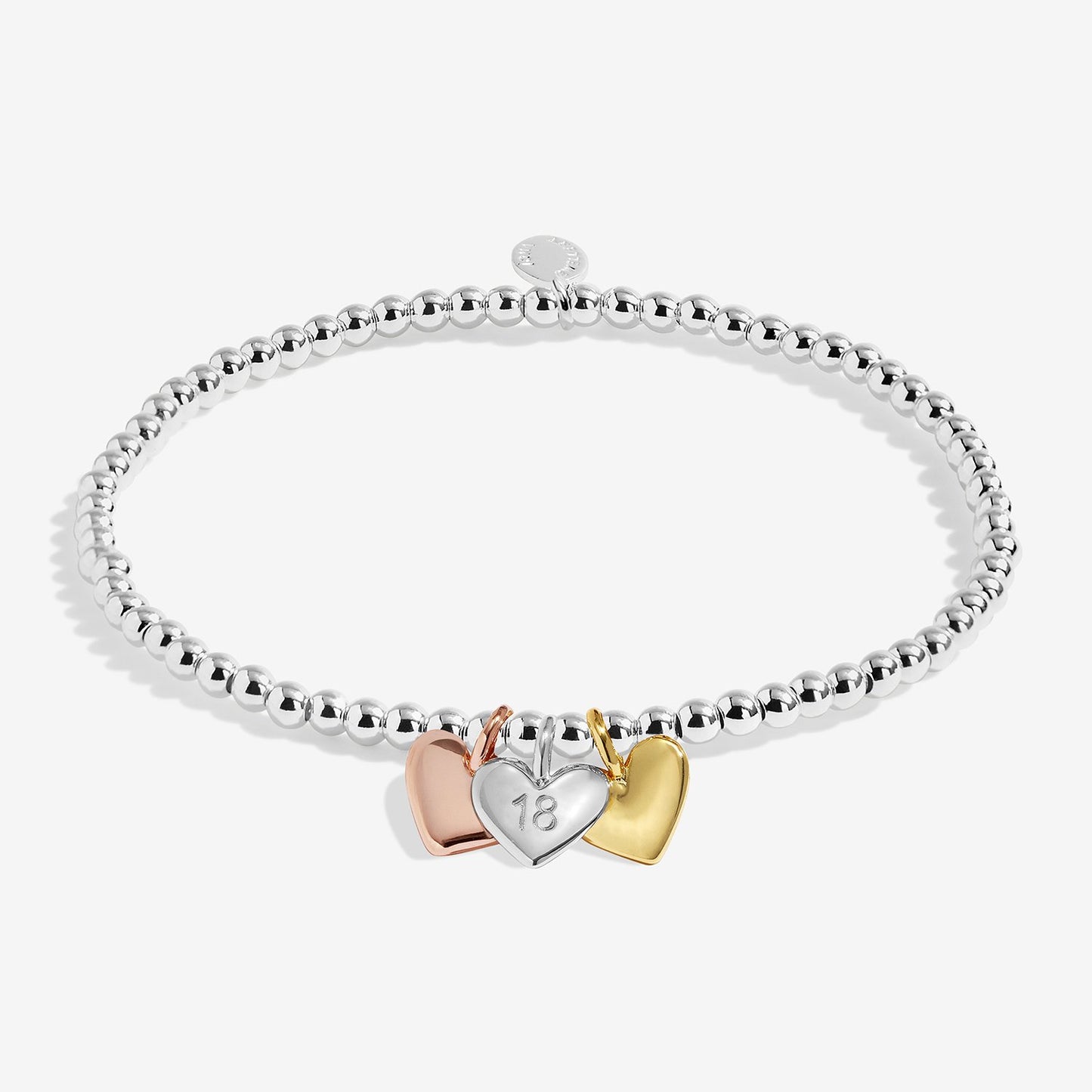 Joma Jewellery A Little Charmed Moments 'Happy 18th Birthday' Bracelet In Silver, Gold, and Rose Gold Plating