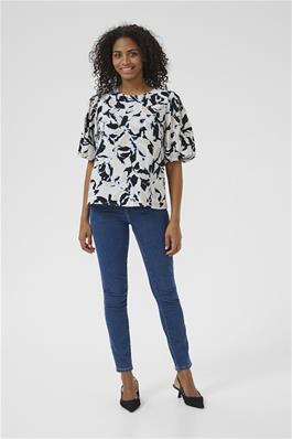 KAFFE Paco Blouse in Beige / Black / Blue