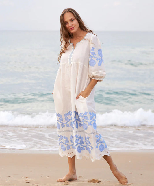 Kerr Ivory Dress in Ivory and Sky by Rose & Rose