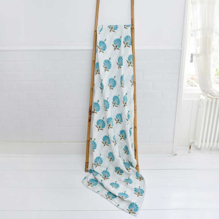 Aqua Shell Kantha Throw