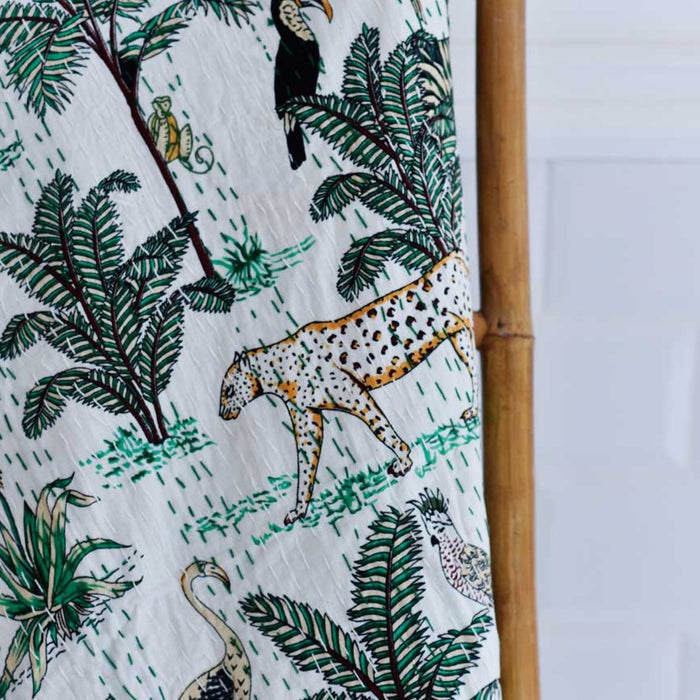 Cream Safari Kantha Throw