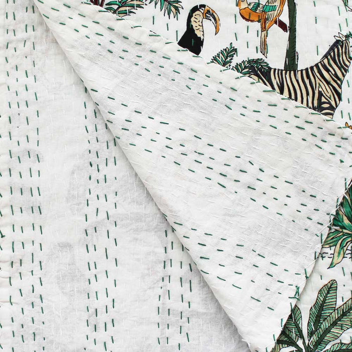 Cream Safari Kantha Throw