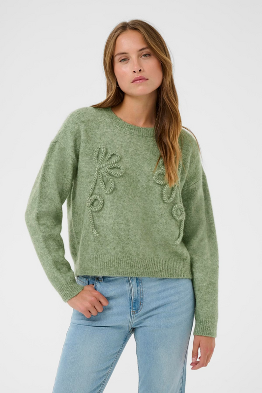 KAFFE Melania Pullover in Sea Spray Melange