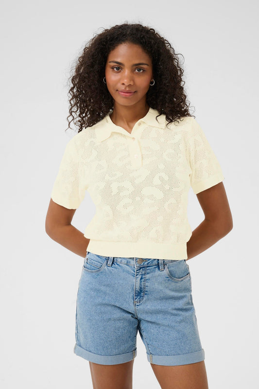 Kaffe Abela Knit Polo in Turtledove