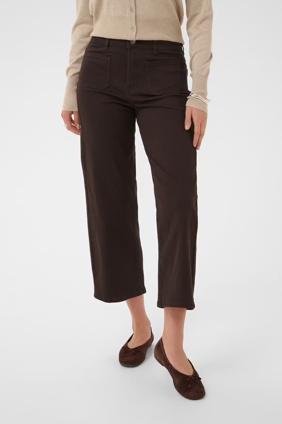 Kaffe Brook Cropped HW Jeans in Coffee Bean