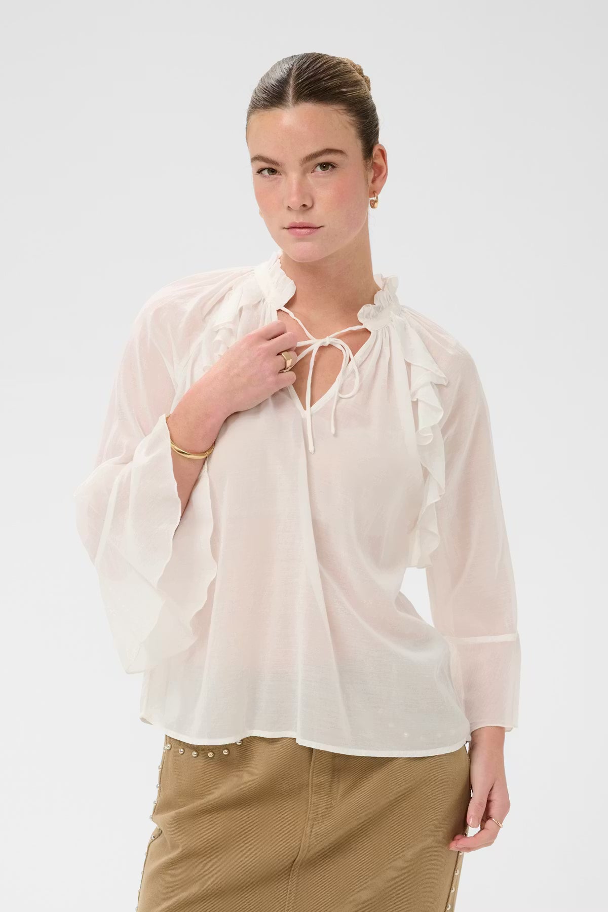 Kaffe Flora Blouse in Chalk
