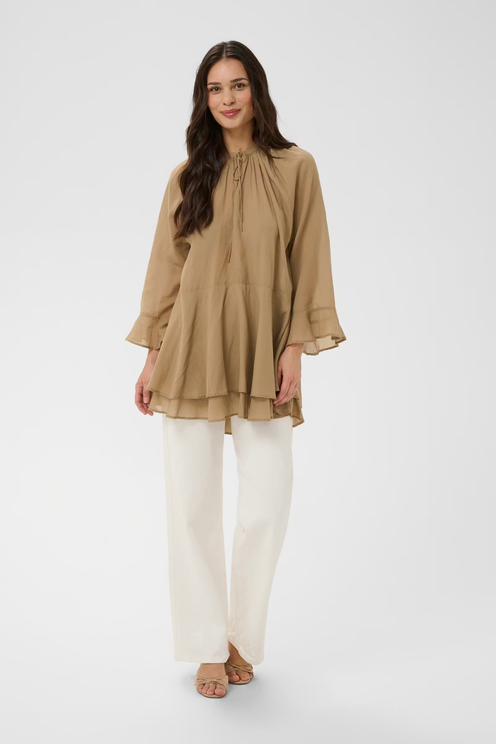 Kaffe Flora Tunic in Petrified Oak