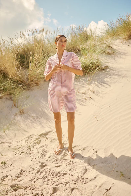Kaffe Lara Short in Ballerina White Henna Stripe
