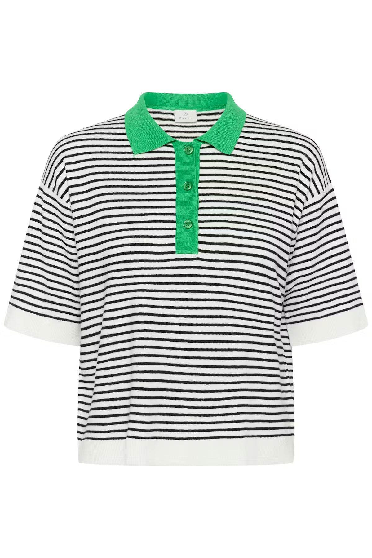 Kaffe Lizza Polo Shirt in Chalk / Black Fine