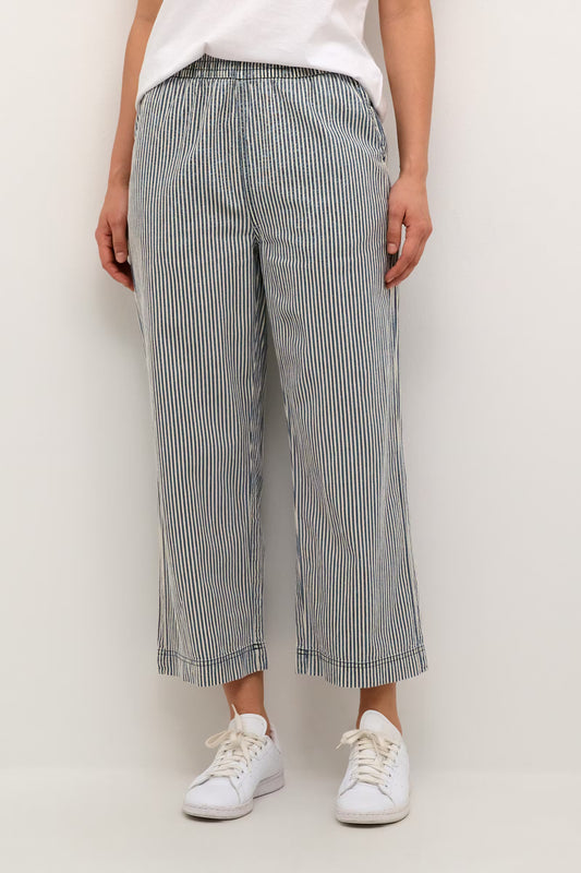 Kaffe Naya Trousers in Midnight/White Stripe
