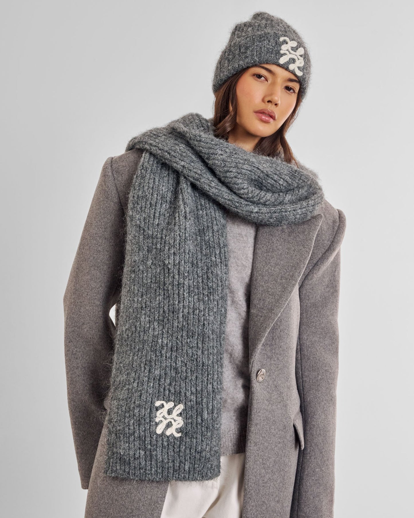 Katie Loxton Logo Appliqué Scarf in Grey