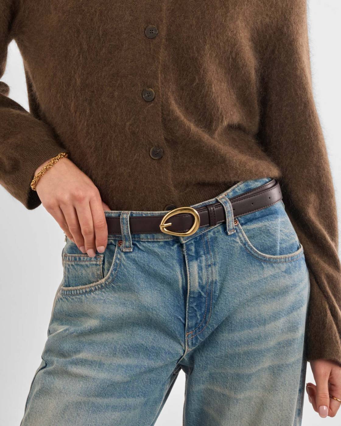 Katie Loxton Organic Buckle Belt in Bitter Chocolate