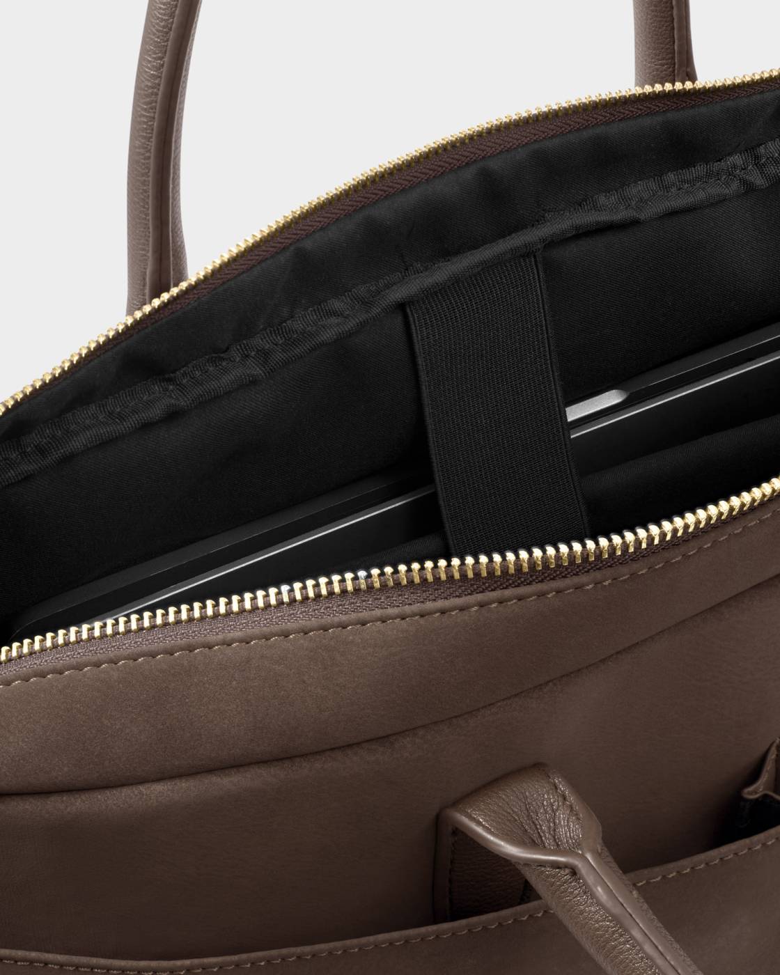 Katie Loxton Suedette City Laptop Bag in Chocolate
