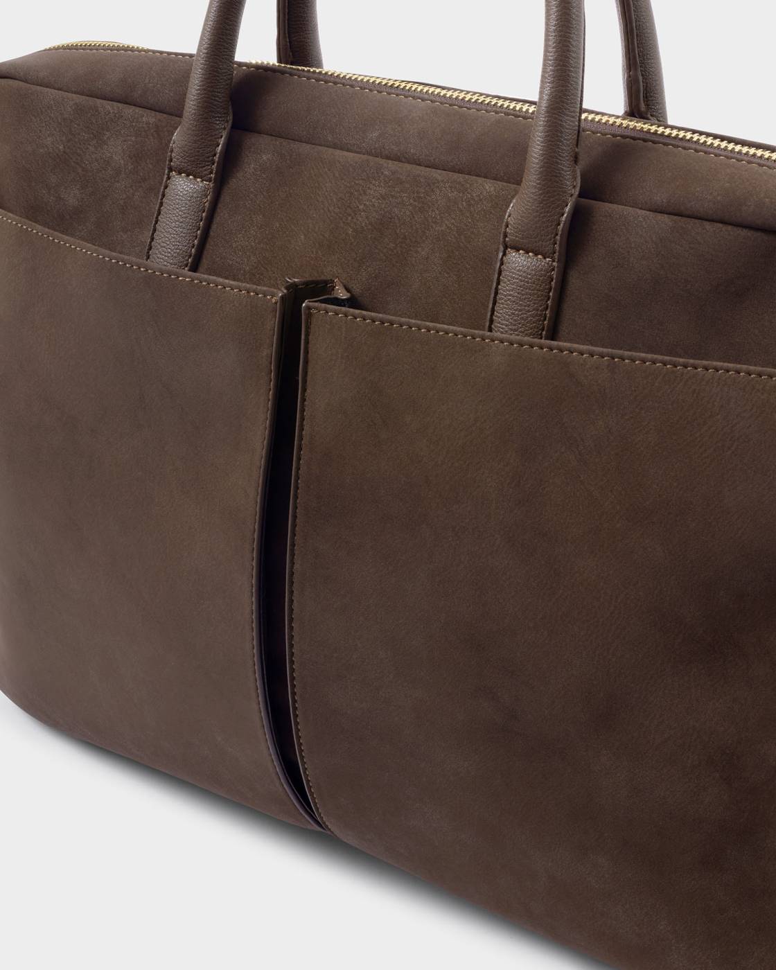 Katie Loxton Suedette City Laptop Bag in Chocolate
