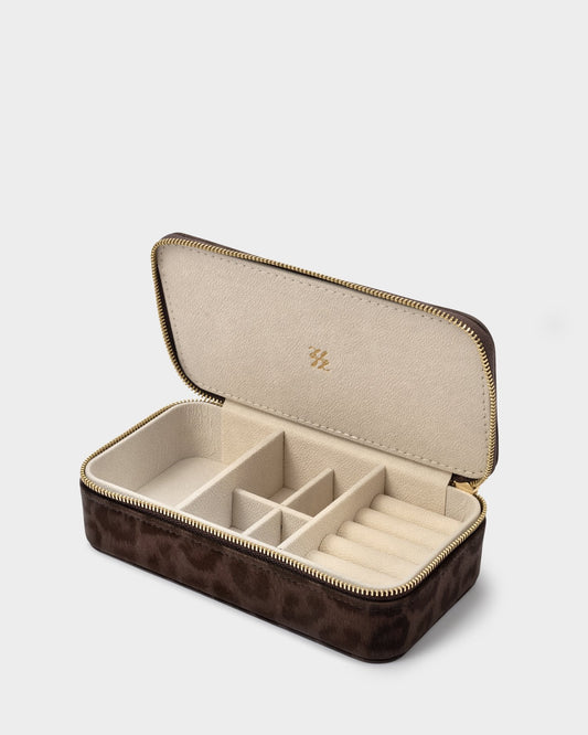 Katie Loxton Classic Jewellery Box in Chocolate Leopard