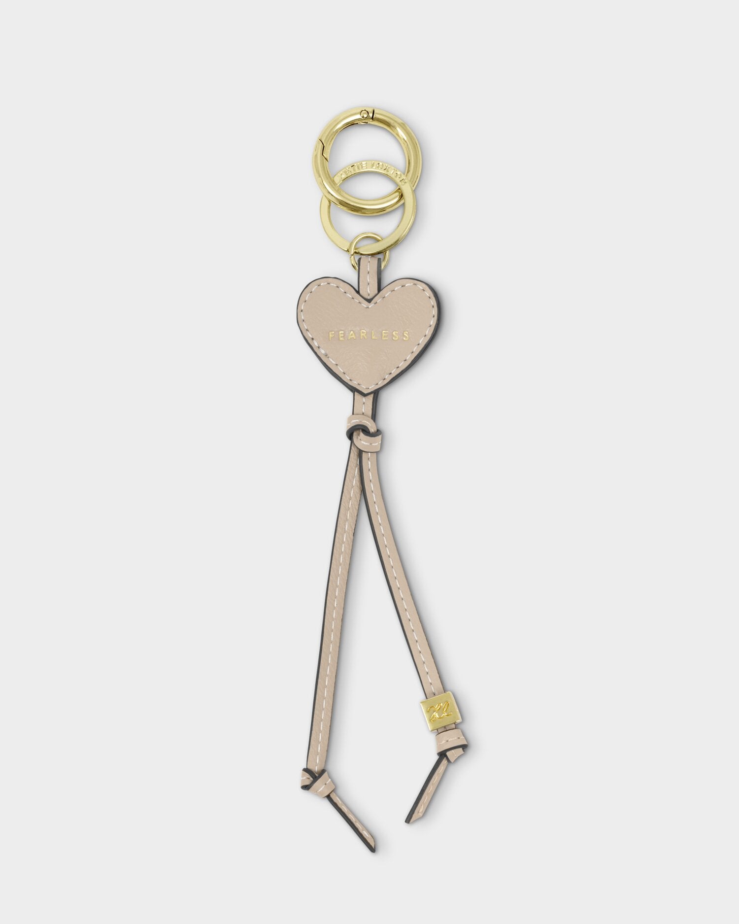 Katie Loxton Heart Bag Charm Keyring - Fearless - Latte
