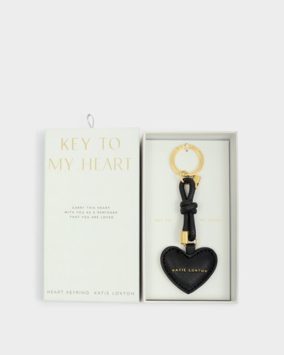 Katie Loxton Key To My Heart Boxed Keyring in Black