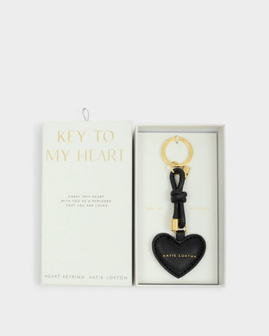 Katie Loxton Key To My Heart Boxed Keyring in Black