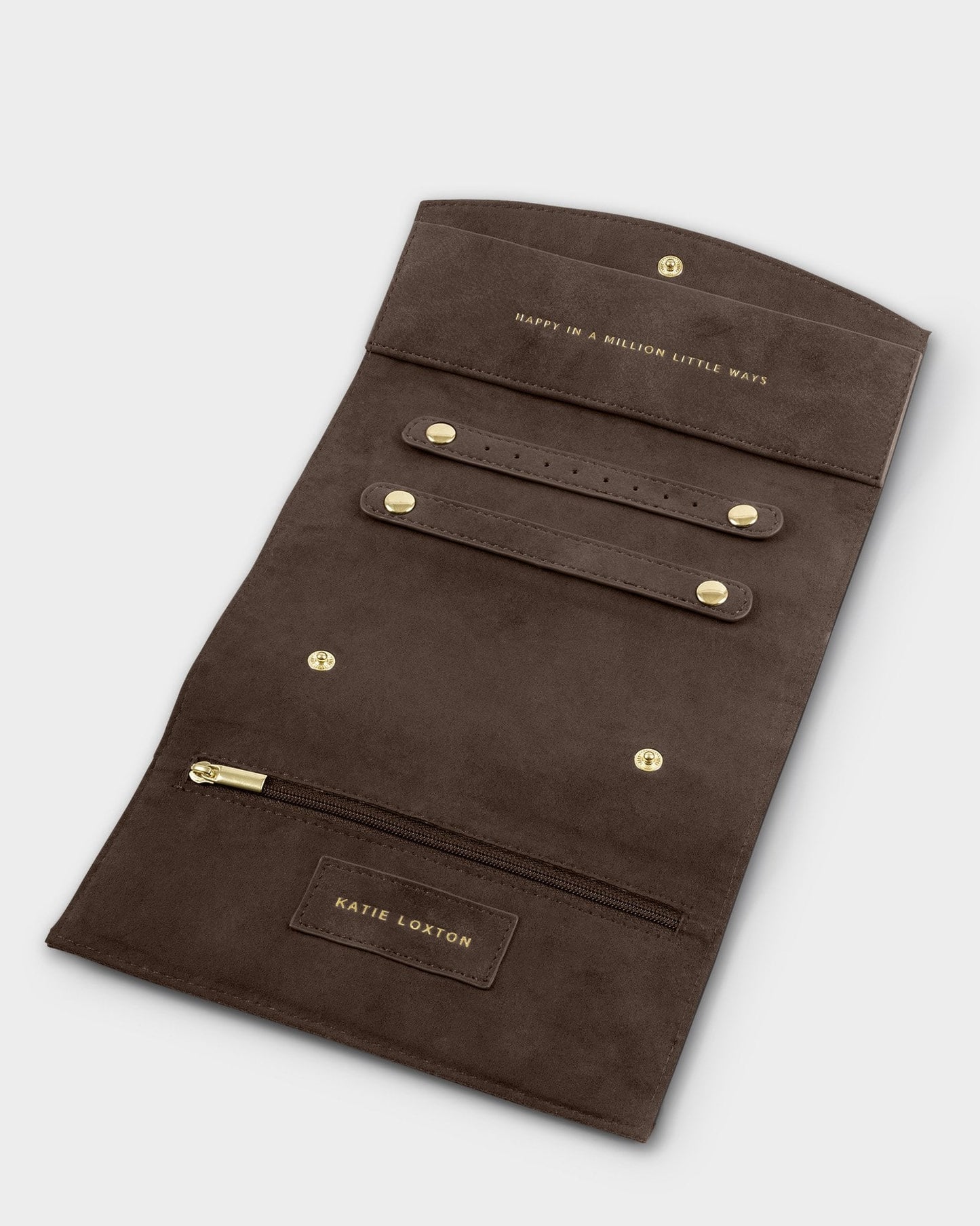 Katie Loxton Suedette Travel Jewellery & Accessories Organiser in Chocolate
