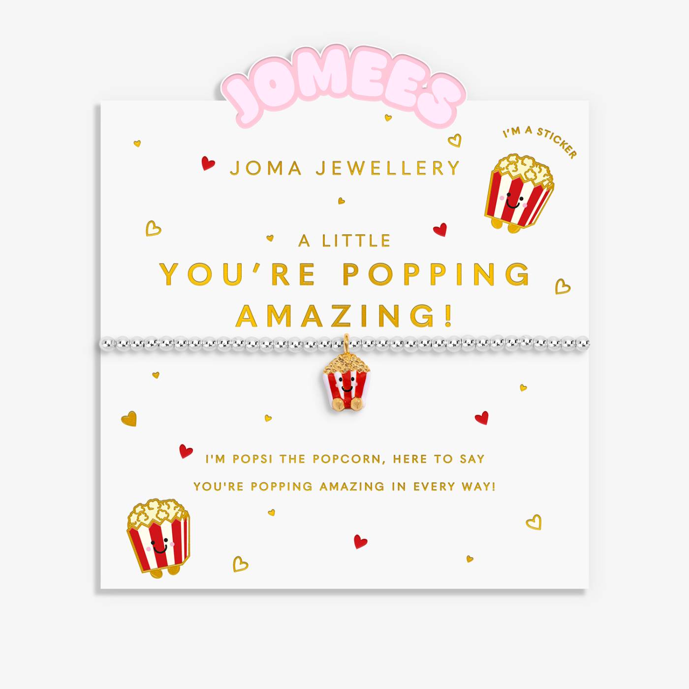 Joma Jewellery Kids' A Little Jomees 'You're Popping Amazing' Bracelet In Silver and Gold Plating