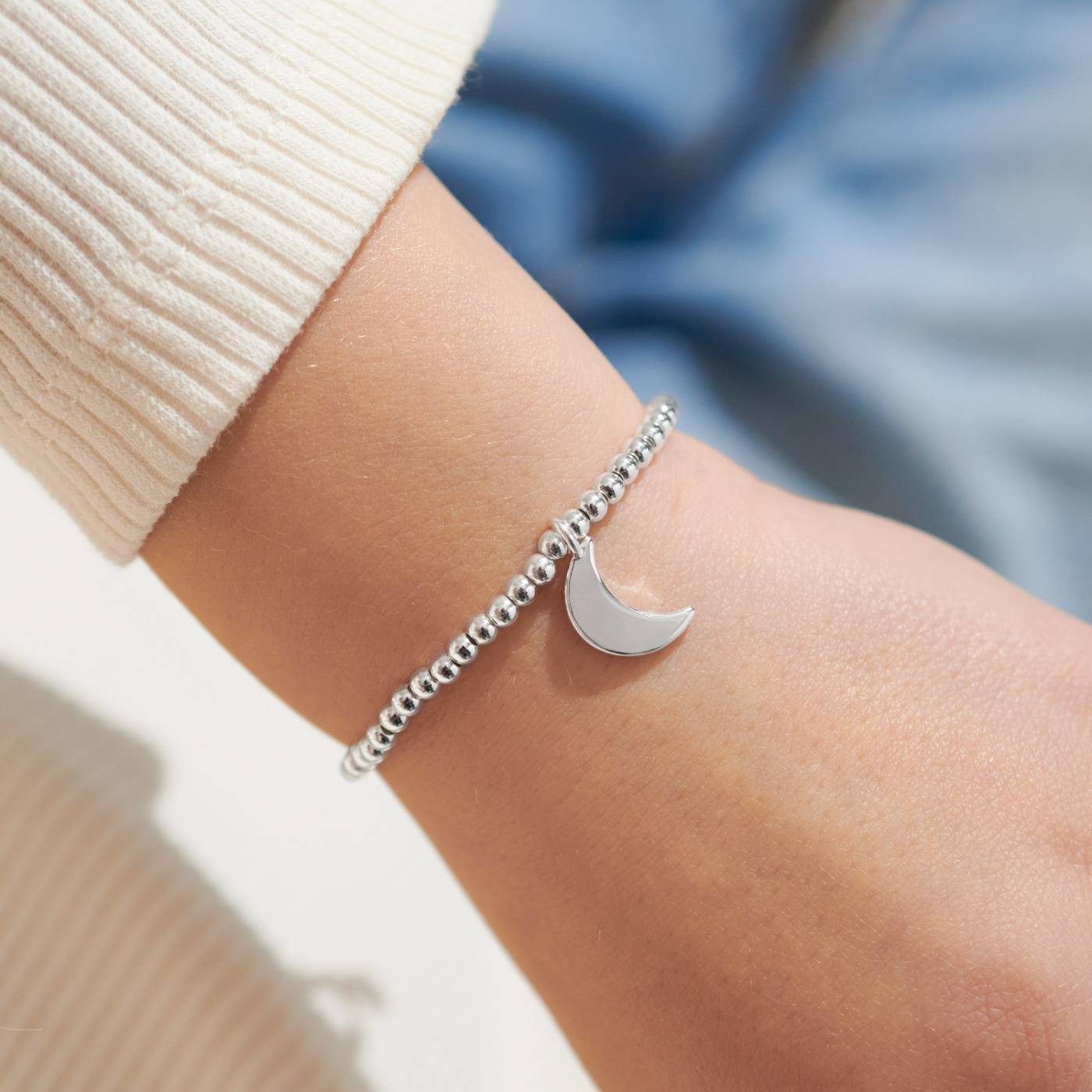 Kids' A Little 'Love You To The Moon And Back' Bracelet with little moon charm in silver