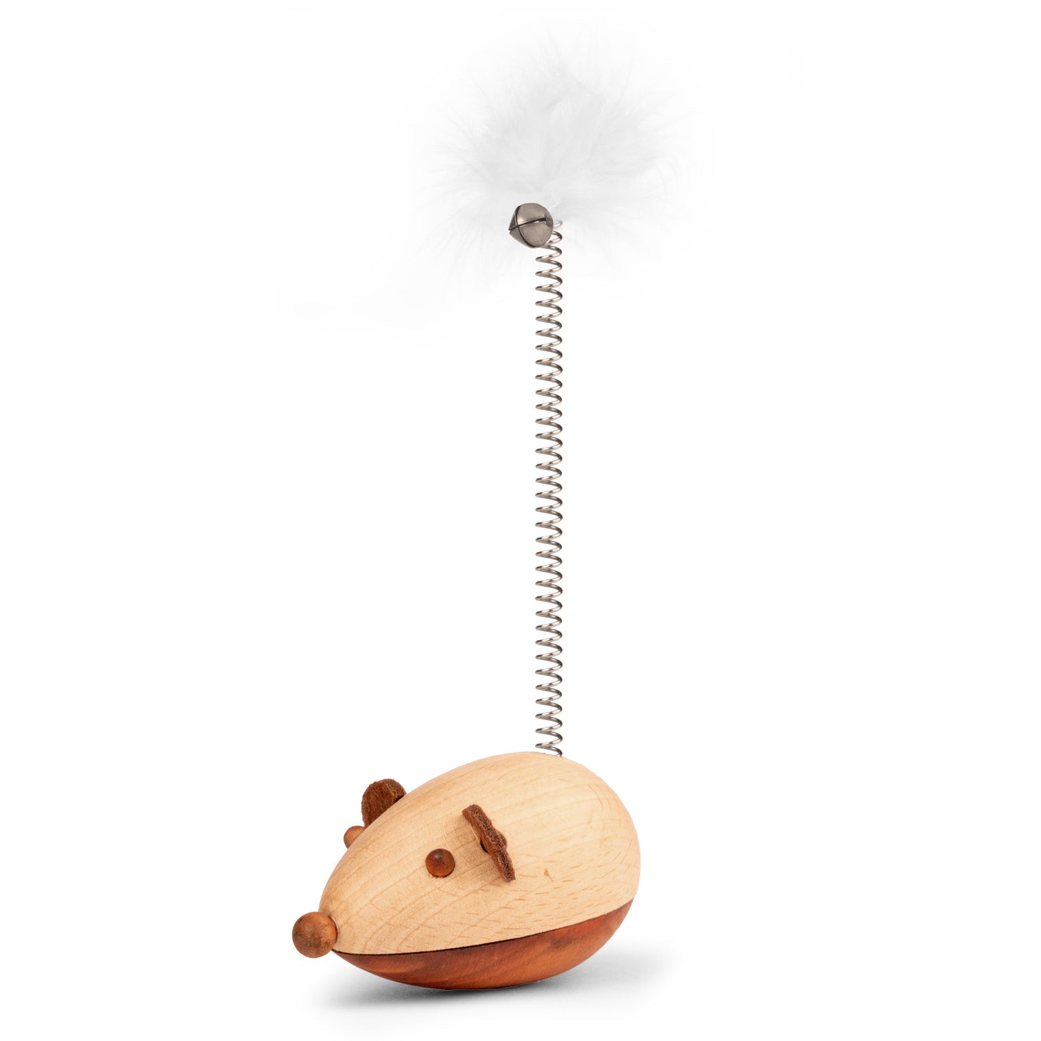 Kikkerland Cat Wooden Mouse Toy