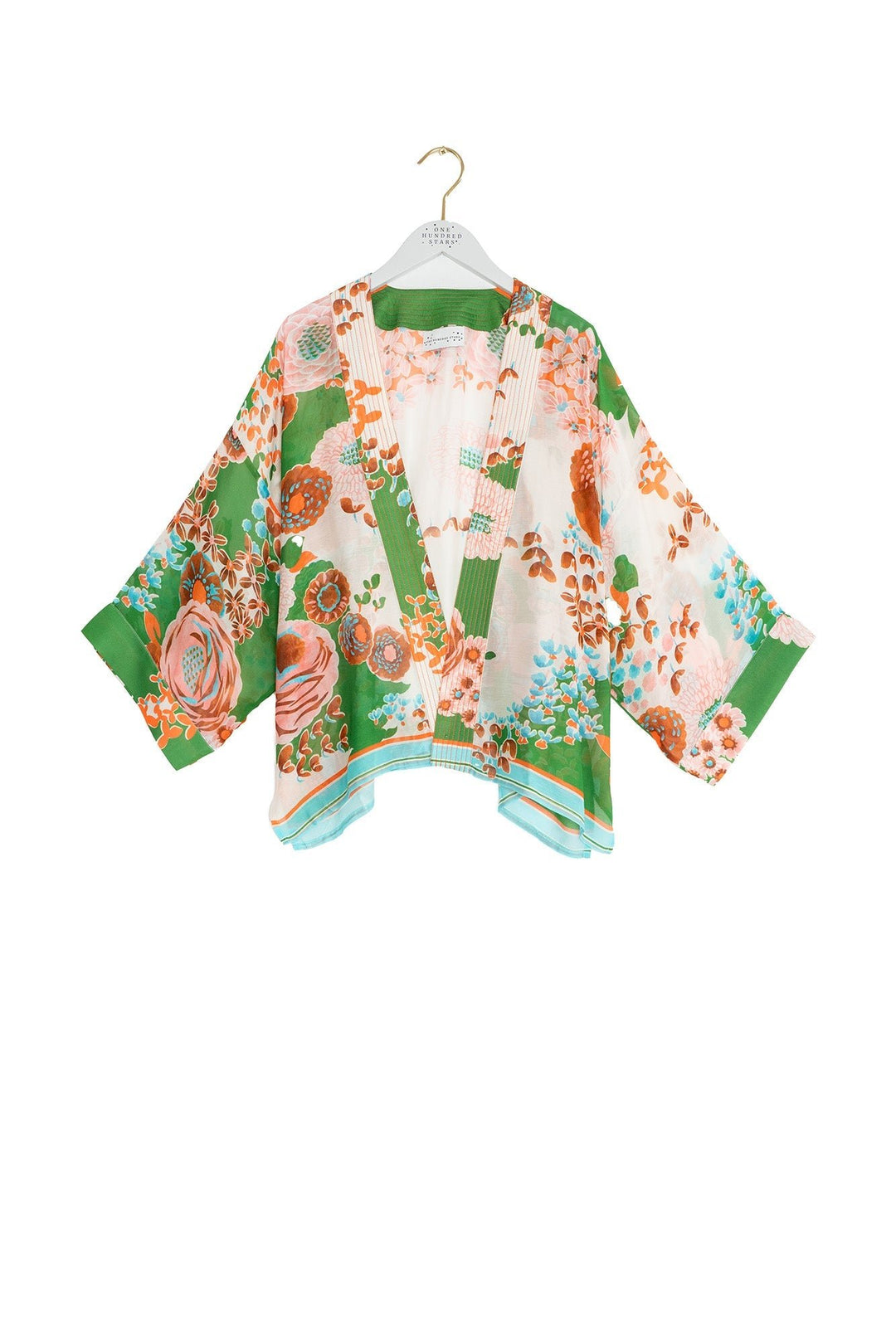 One Hundred Stars Kitsch Bouquet Green Kimono
