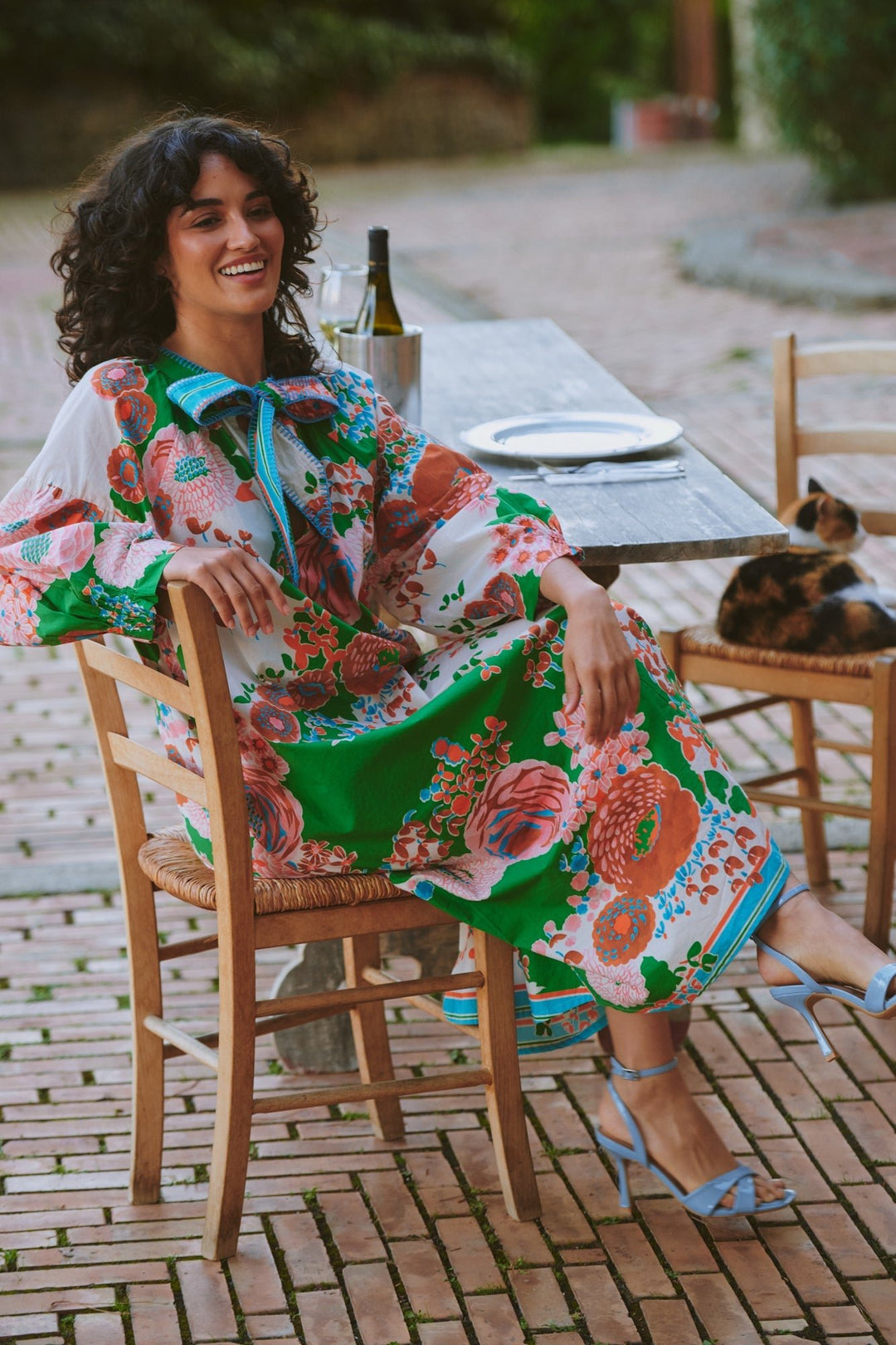 One Hundred Stars Kitsch Bouquet Green Tie Dress