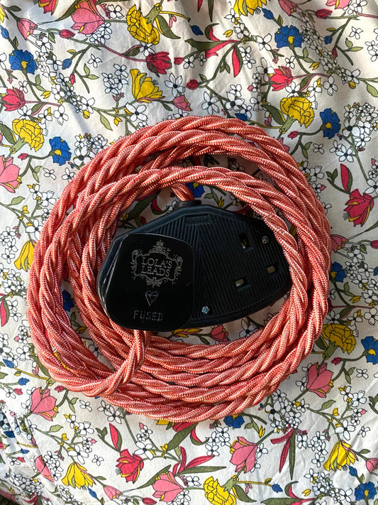 Lola's Leads Fabric Extension Cable - Shrimp & Black