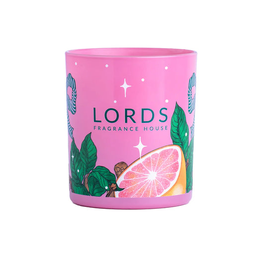 Lords Fragrance House Yala Special Edition Painted Pink Glass Scented Single Wick Candle