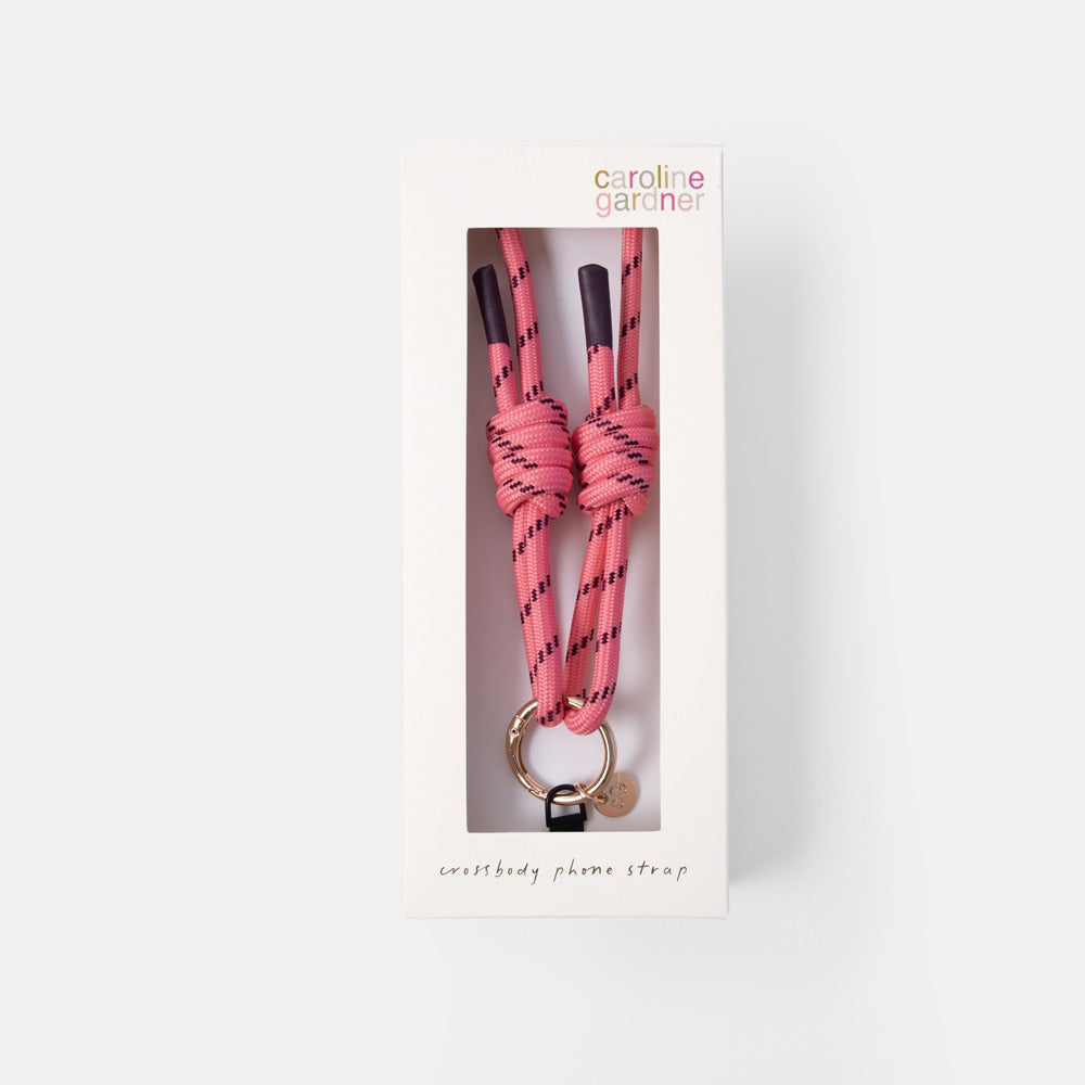 Caroline Gardner Pink & Black Cord Crossbody Phone Strap