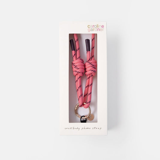 Caroline Gardner Pink & Black Cord Crossbody Phone Strap
