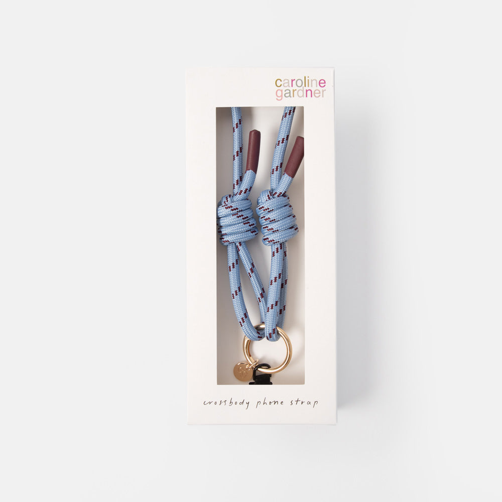 Caroline Gardner Blue & Wine Cord Crossbody Phone Strap