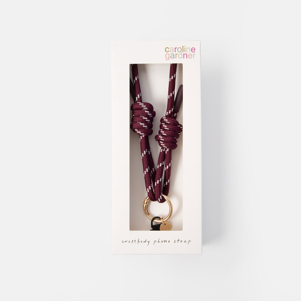Caroline Gardner Wine & White Crossbody Phone Strap