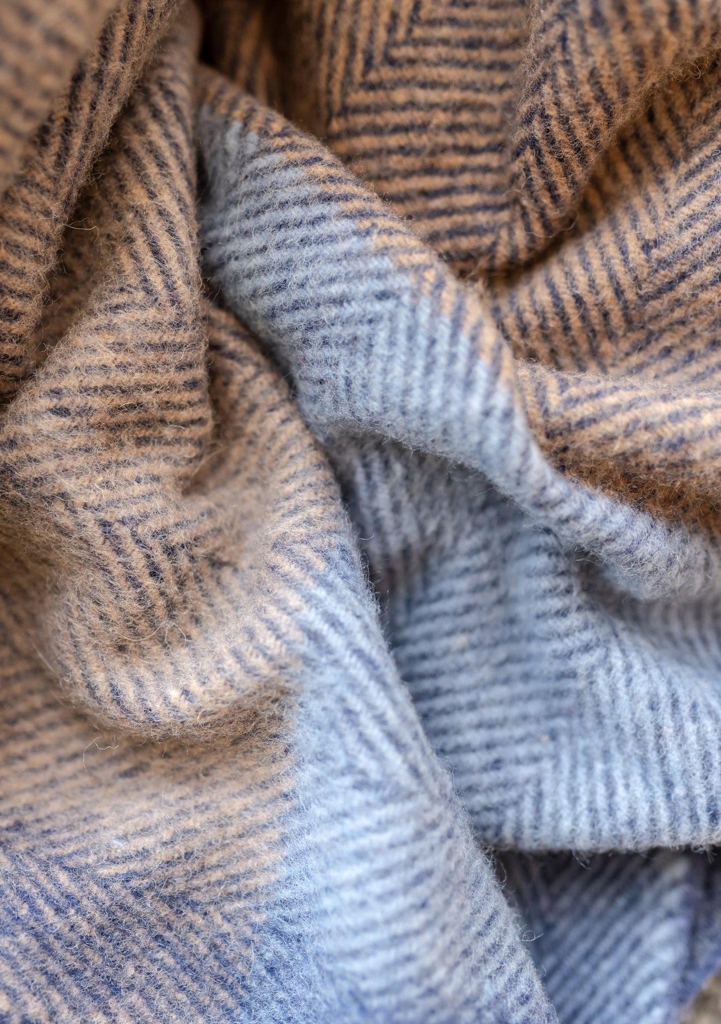 TBCo Cotton Throw in Blue Herringbone Block Check