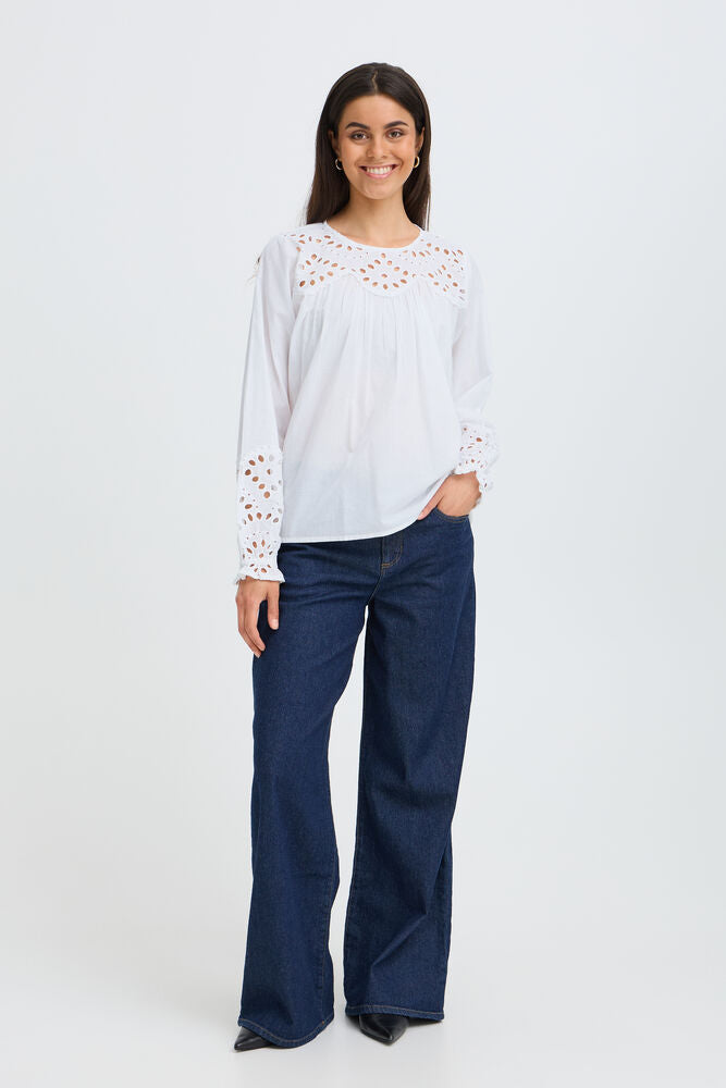 Fransa Lacita Blouse in Blanc De Blanc
