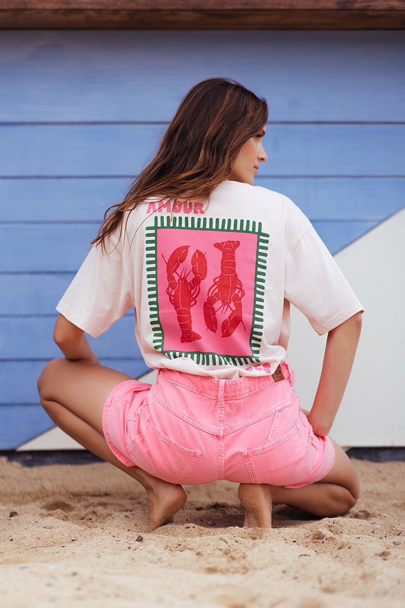Les Temps Perises Lobster T-shirt in Lotus Pink