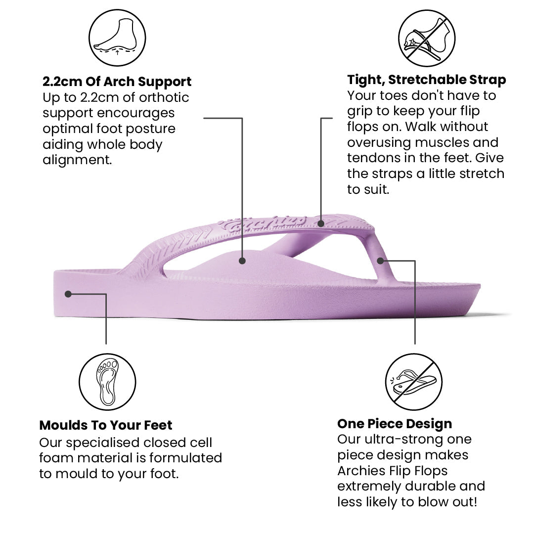 Archies Lilac Arch Support Flip Flops - Classic