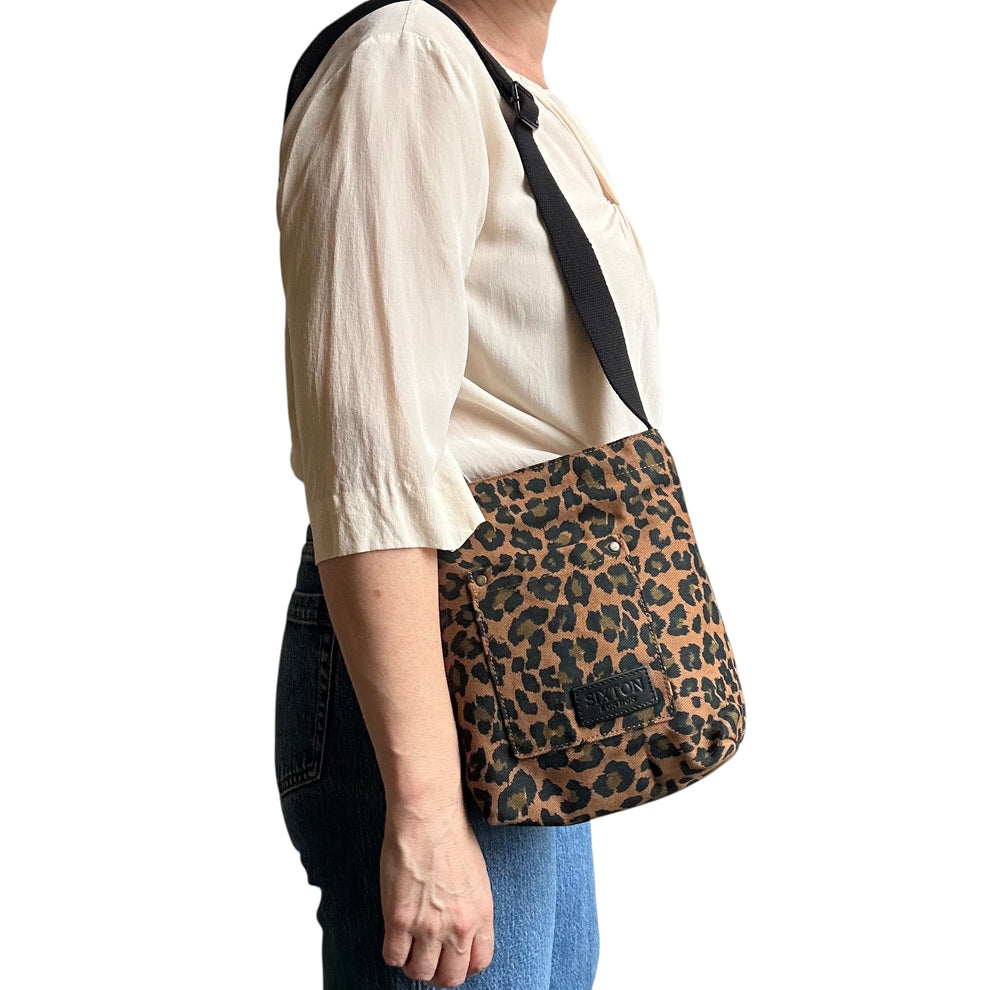 Sixton Lisbon City Bag in Brown Leopard Print
