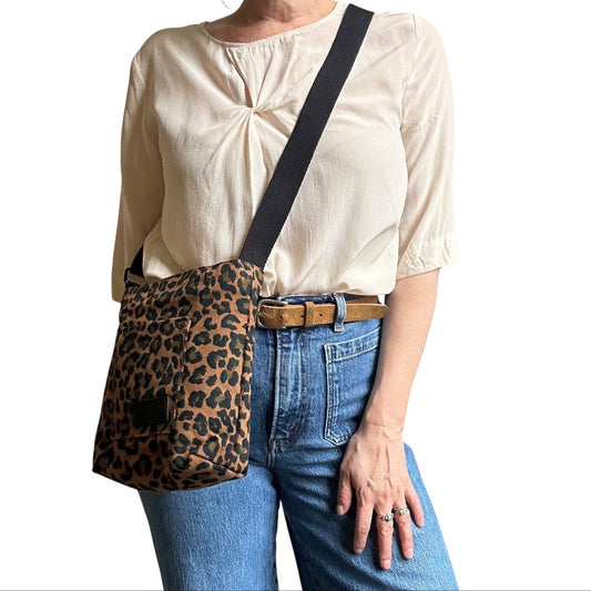 Sixton Lisbon City Bag in Brown Leopard Print