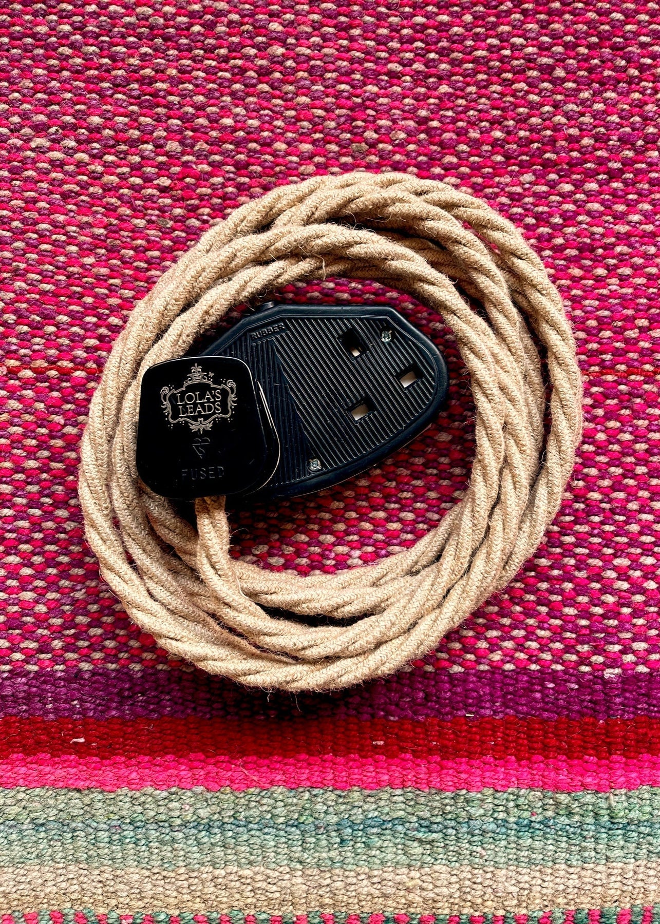 Lola's Leads Fabric Extension Cable - Jute & Black