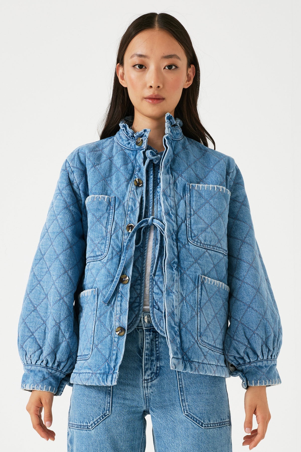 seventy + mochi Quilted Pablo Jacket in Rodeo Vintage denim